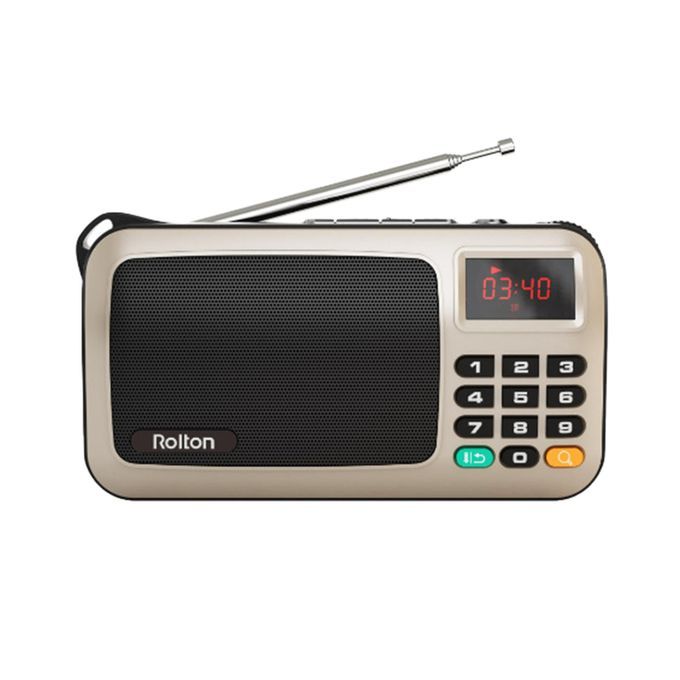 Mini USB FM Radio Full-Band With LED Display Rechargeable FM Golden