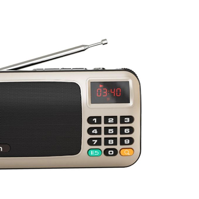 Mini USB FM Radio Full-Band With LED Display Rechargeable FM Golden