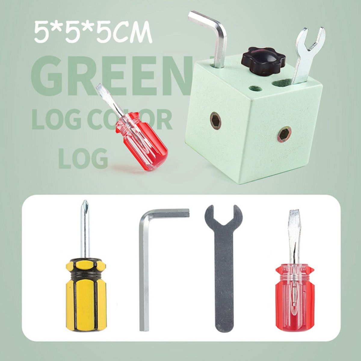 Kids Mini Square Wooden Screw Driver Learn to Twist Screws