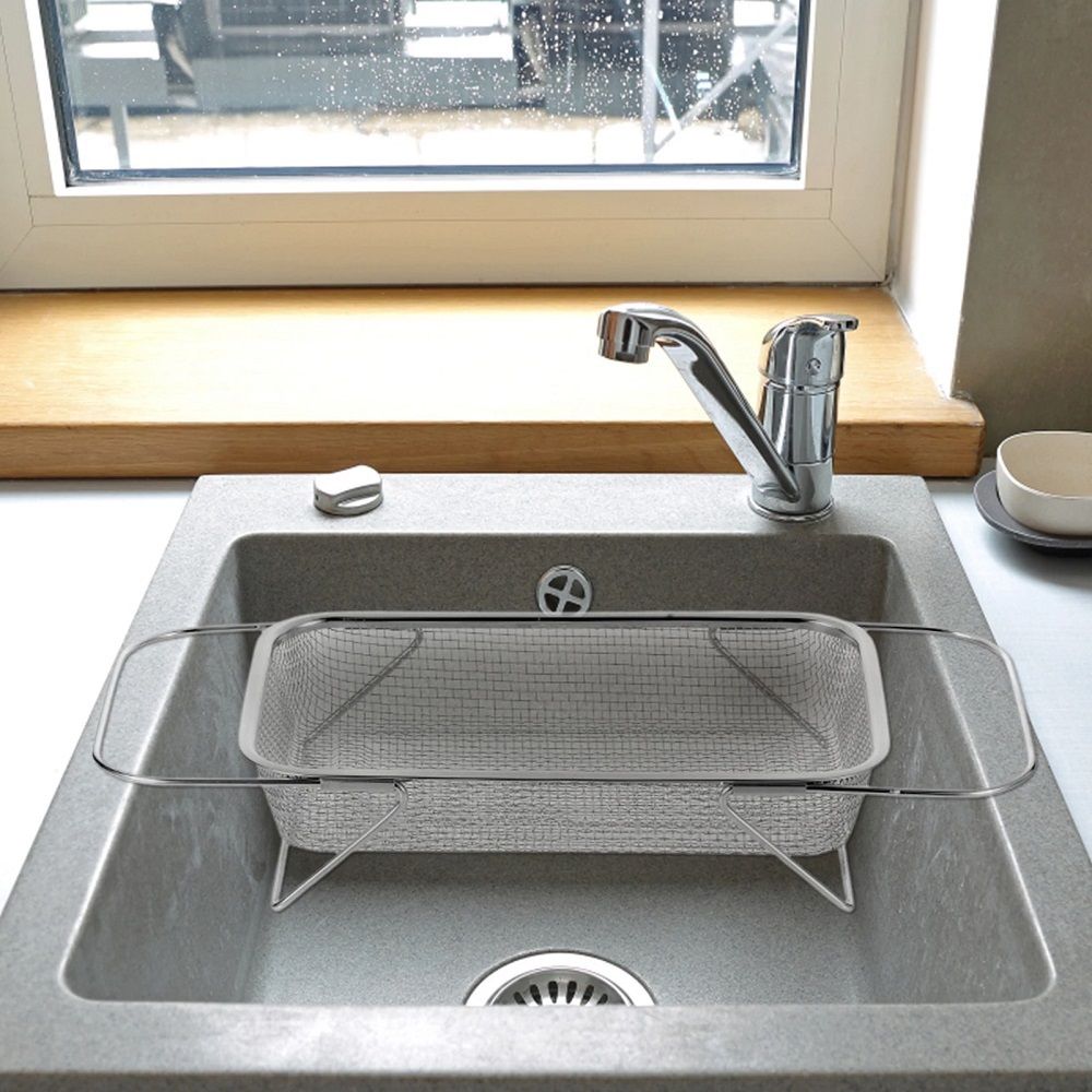 Over Sink Stainles Steel Colander Strainer Basket Expandable