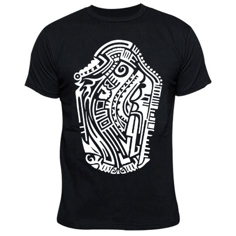 Abstract Aztec Print T-shirt - Black
