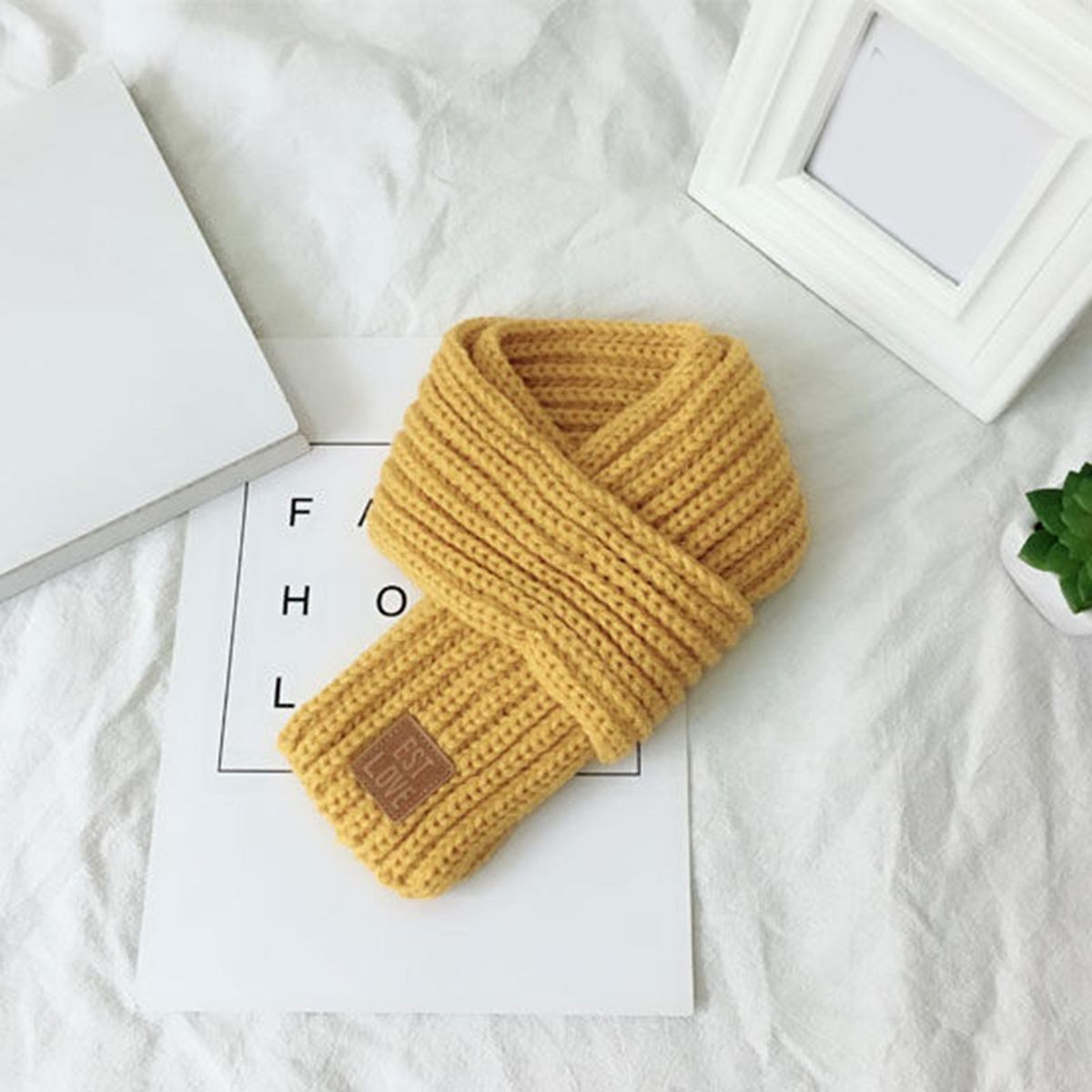Kids Winter Scarf Cozykidz Knitted Neck Wrap Soft Warm for Babies Yellow