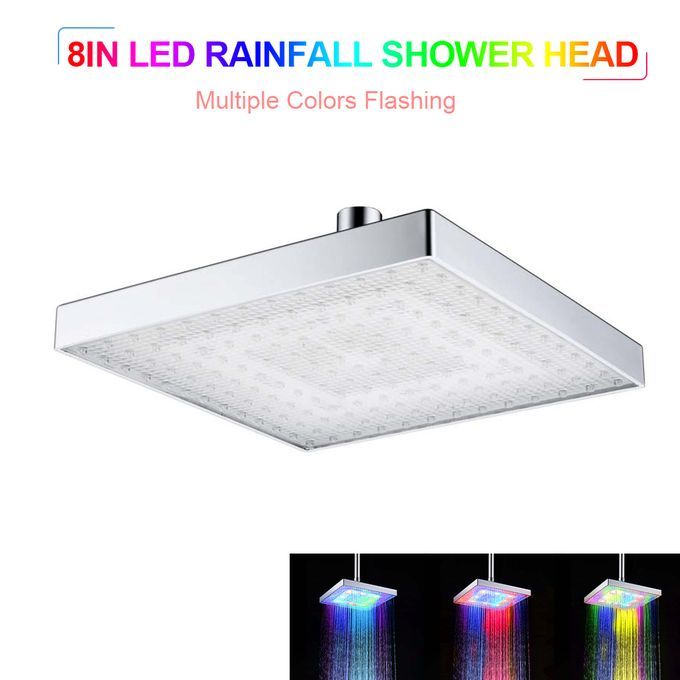 LED Rainfall Shower Head Square Shower Head Multiple Colors