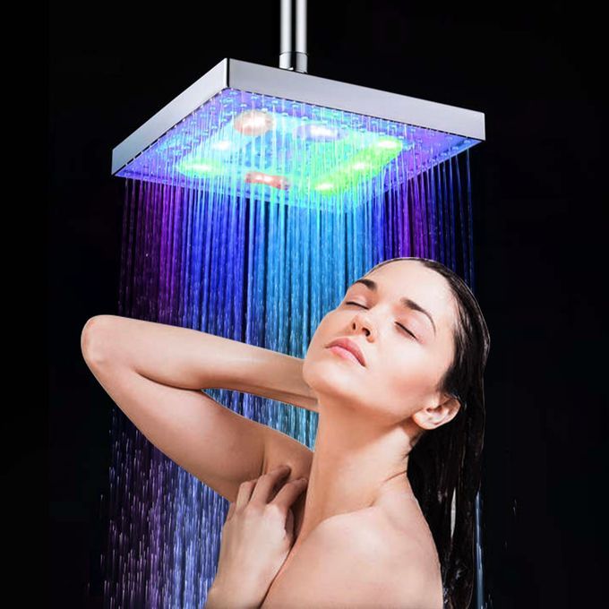 LED Rainfall Shower Head Square Shower Head Multiple Colors