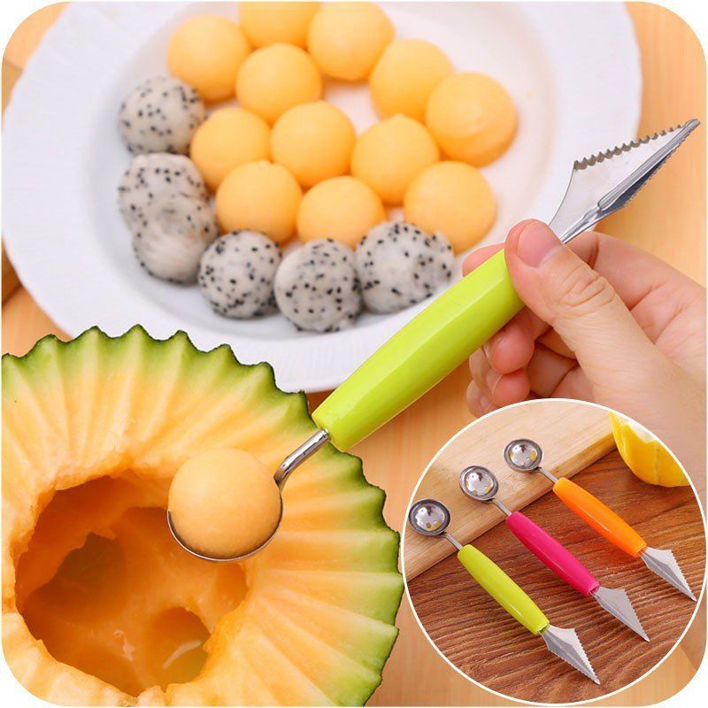 4 In 1 Melon Baller Scoop Stainless Steel Watermelon Cutter