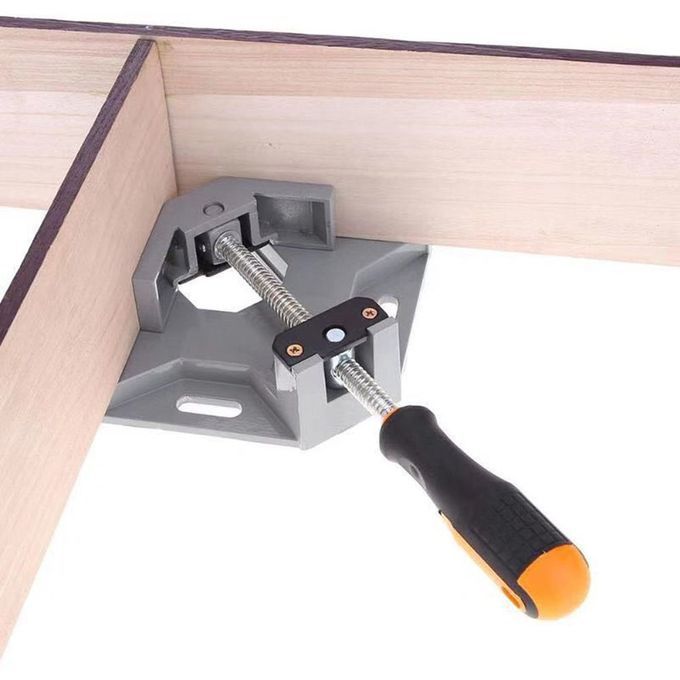 Aluminum Single Handle 90 Degree Right Angle    Angle    Woodworking Frame  Lip  Right   Angle Folder  Tool-gray+yellow
