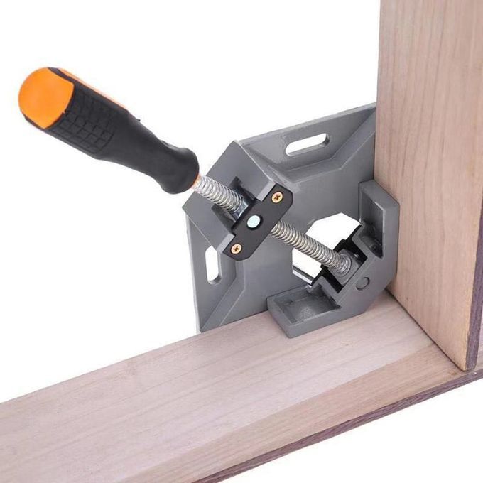 Aluminum Single Handle 90 Degree Right Angle    Angle    Woodworking Frame  Lip  Right   Angle Folder  Tool-gray+yellow