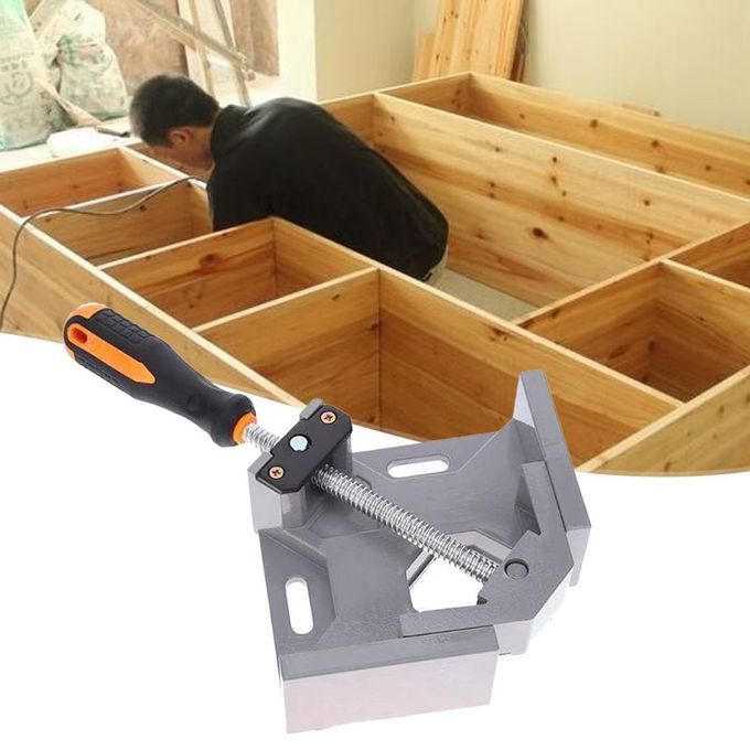 Aluminum Single Handle 90 Degree Right Angle    Angle    Woodworking Frame  Lip  Right   Angle Folder  Tool-gray+yellow