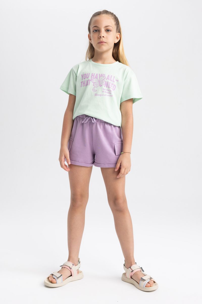 Girl Casual Knitted Short - Purple