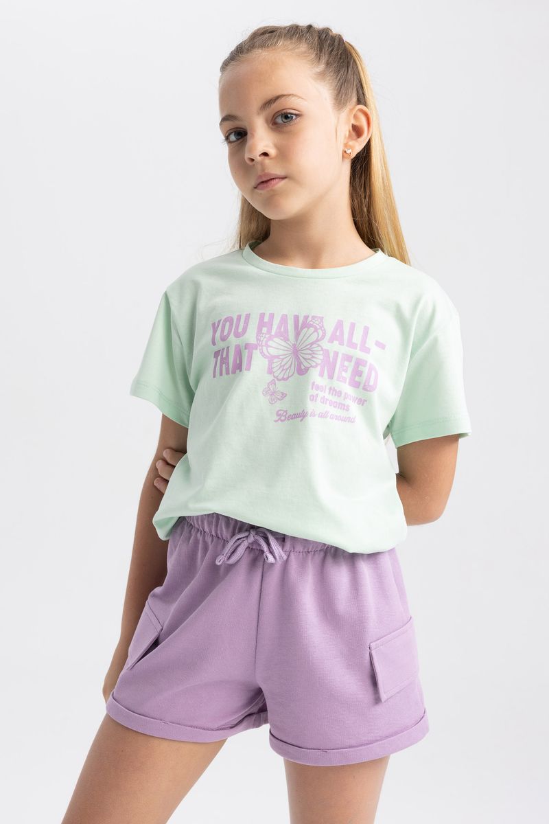 Girl Casual Knitted Short - Purple