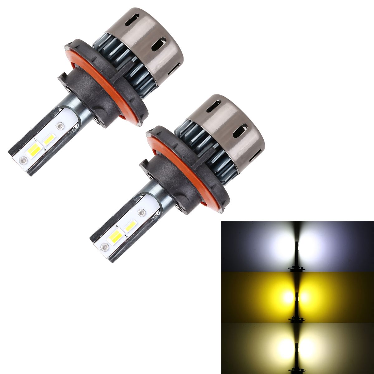 1 Pair H13 Car LED SMD-1860 Tricolor Headlight