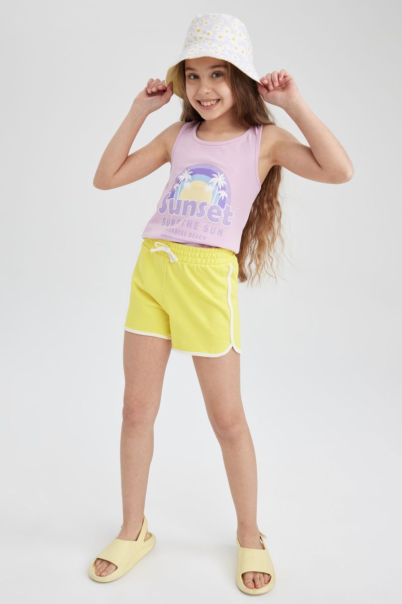 Girl Casual Knitted Short - Yellow