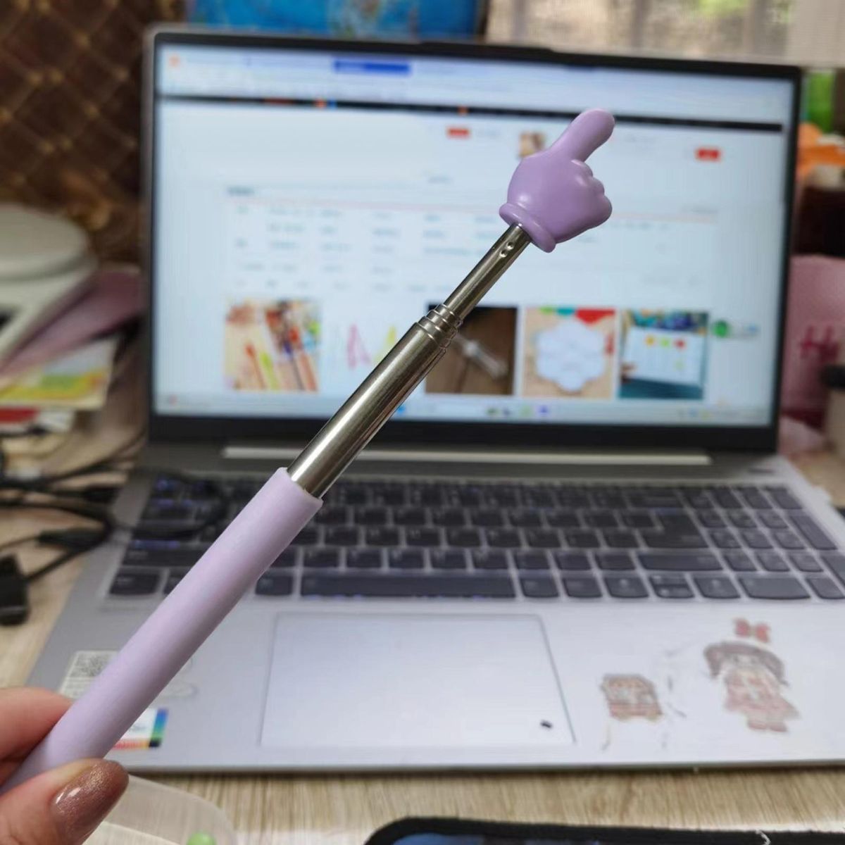 Break-resistant Metal Pointer Telescopic Handheld for Classroom Purple