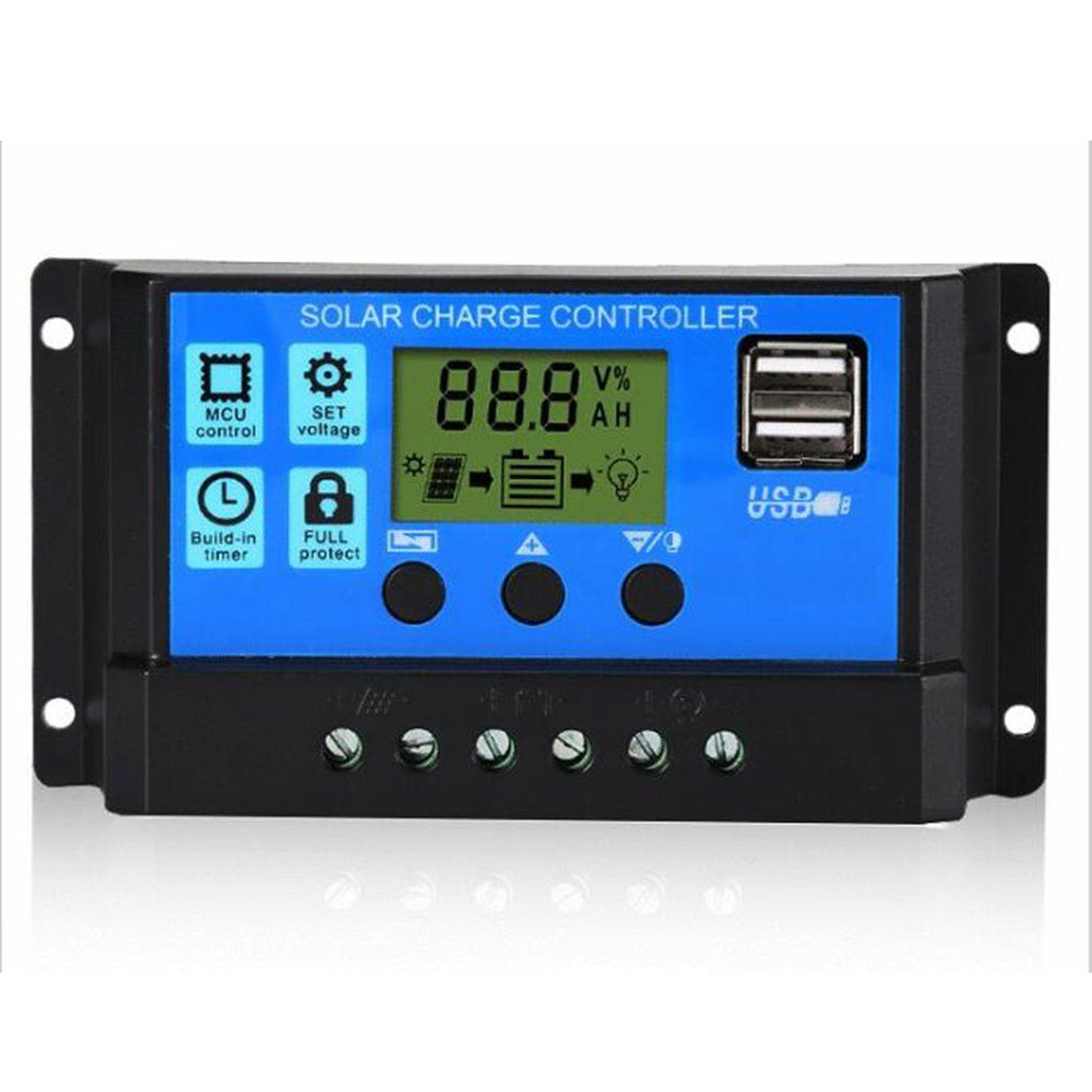 10/20/30A Solar Charger Controller Charger LCD Dual USB Solar Panel Regulator Automatically Manage PWM Regulation Controllers
