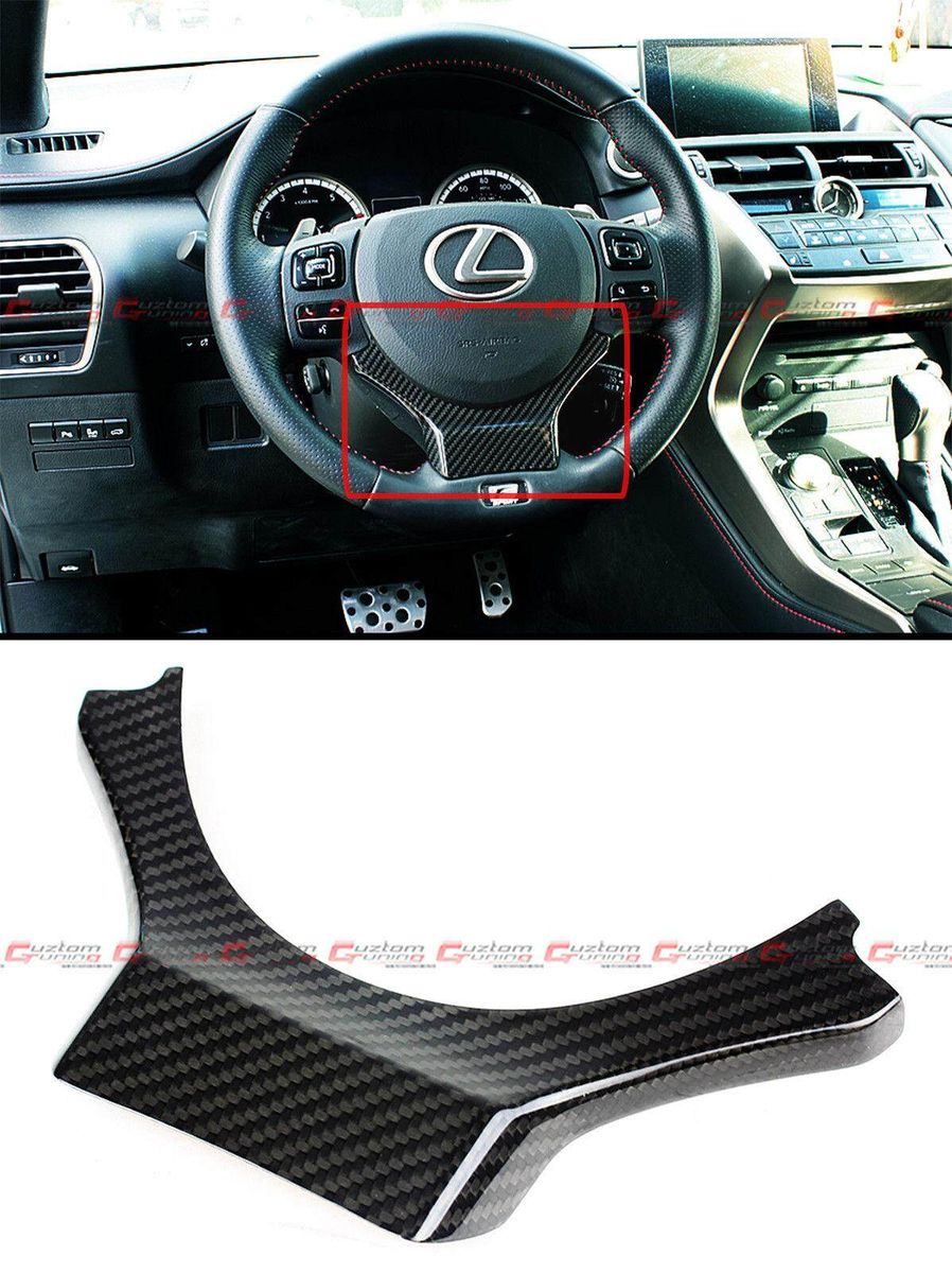 FOR 2014-2017 LEXUS IS250/350/200T CARBON FIBER STEERING WHEEL ADD-ON TRIM COVER