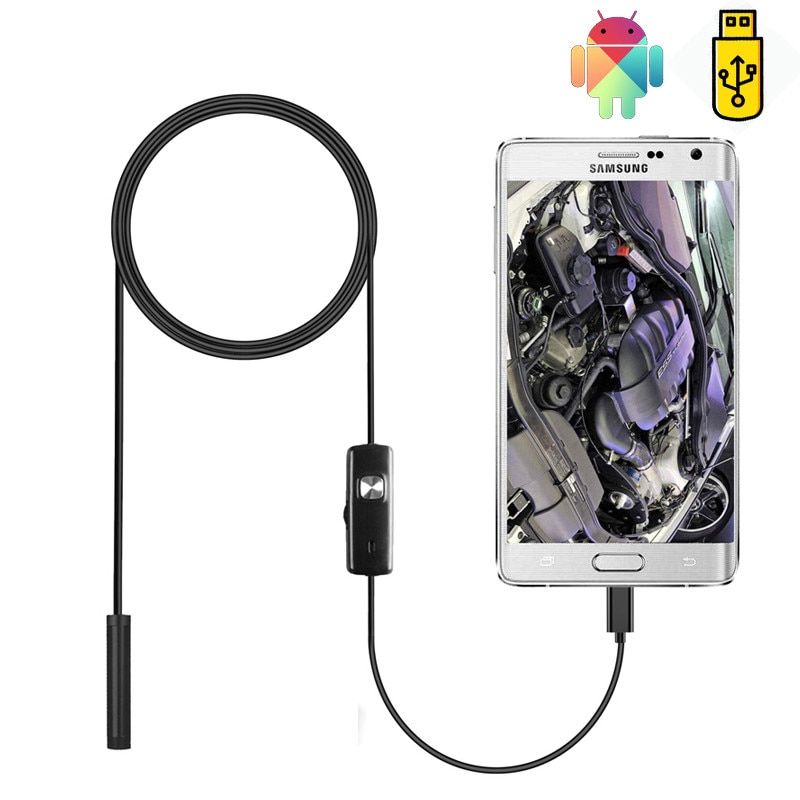 5.5/7.0 Mm Endoscope Camera IP67 Waterproof USB Android Flexible  Borescope Camera For Phone PC  6LEDs Adjustable-5.5mm