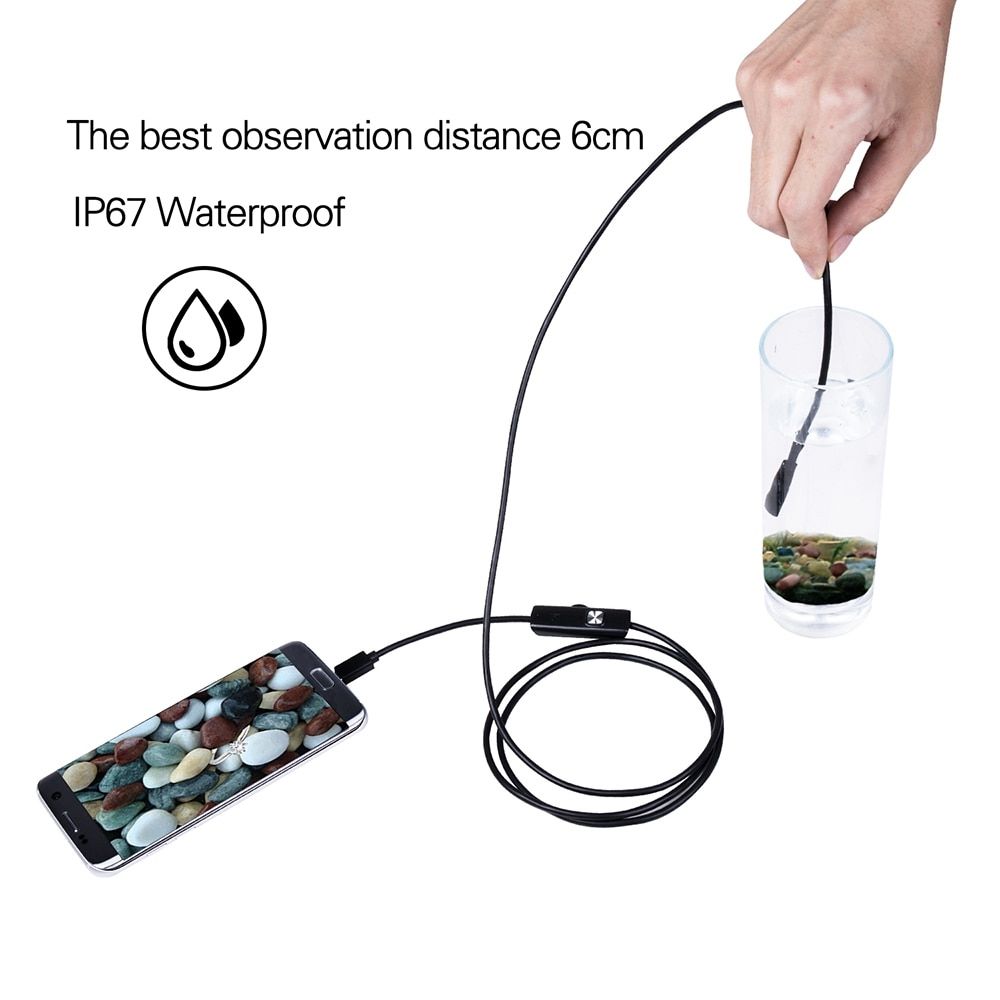 5.5/7.0 Mm Endoscope Camera IP67 Waterproof USB Android Flexible  Borescope Camera For Phone PC  6LEDs Adjustable-5.5mm