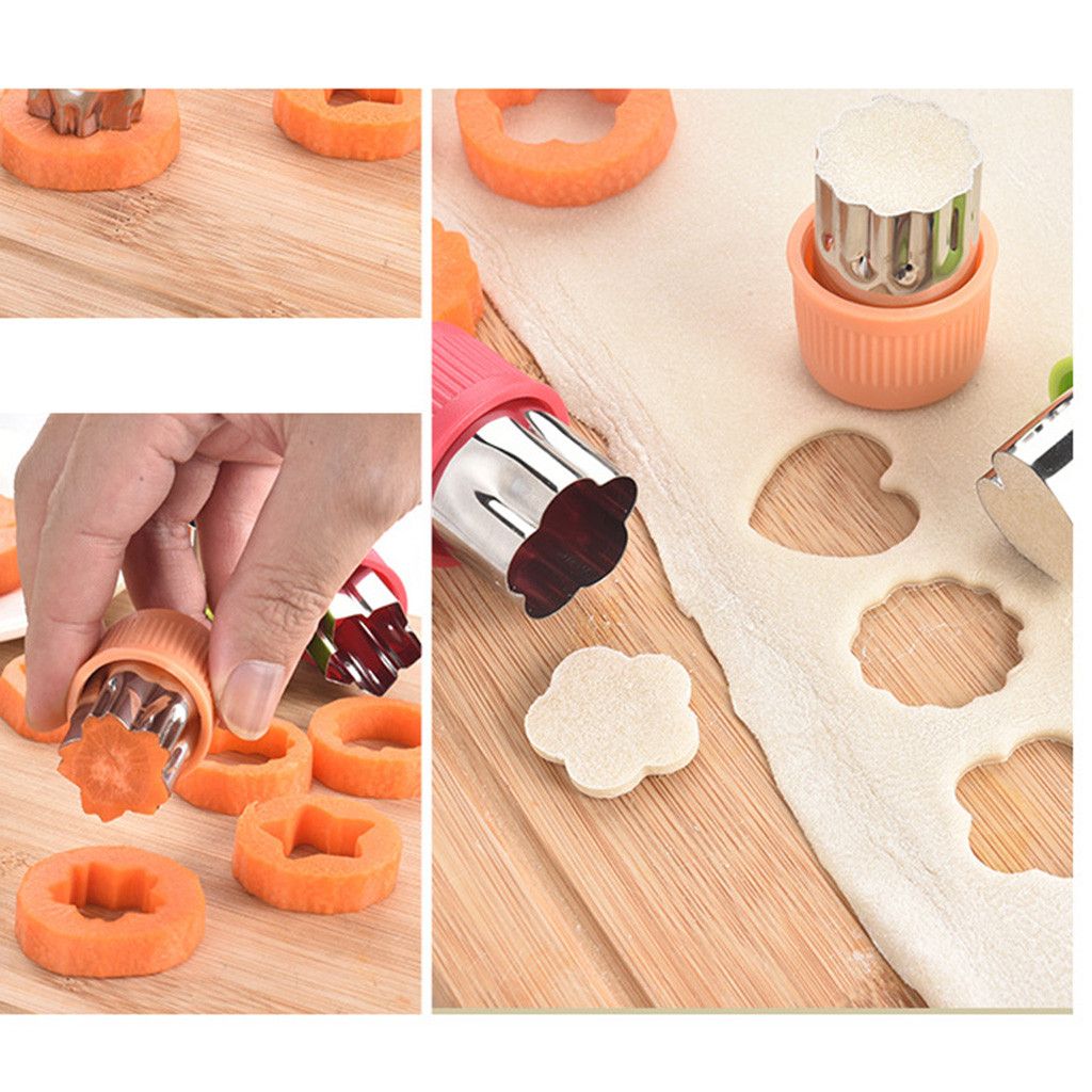 (b)3Pcs Cake Cookies Cutter Flower Shape Mold Vegetable Carrot Fruit Cut Mold Cucumber Dough Baking Tool Kitchen DIY Food  WEF