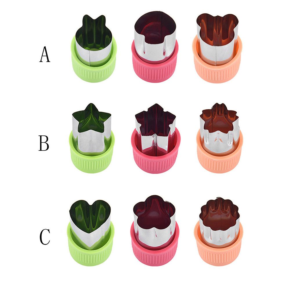 (b)3Pcs Cake Cookies Cutter Flower Shape Mold Vegetable Carrot Fruit Cut Mold Cucumber Dough Baking Tool Kitchen DIY Food  WEF
