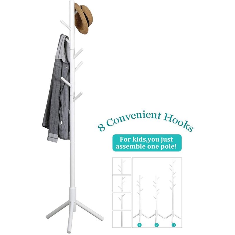 Coat Rack Stand, Entryway Hall Tree Wooden Coat Rack