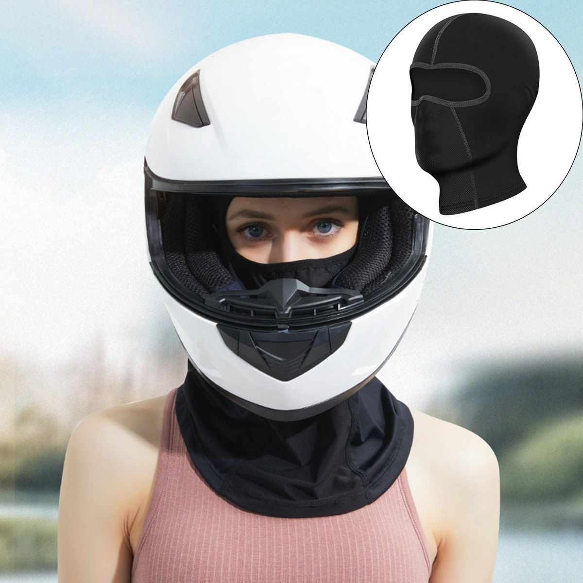 Dustproof Balaclava Mask Hot Weather Full Face Cover Black 11.8x6.7in