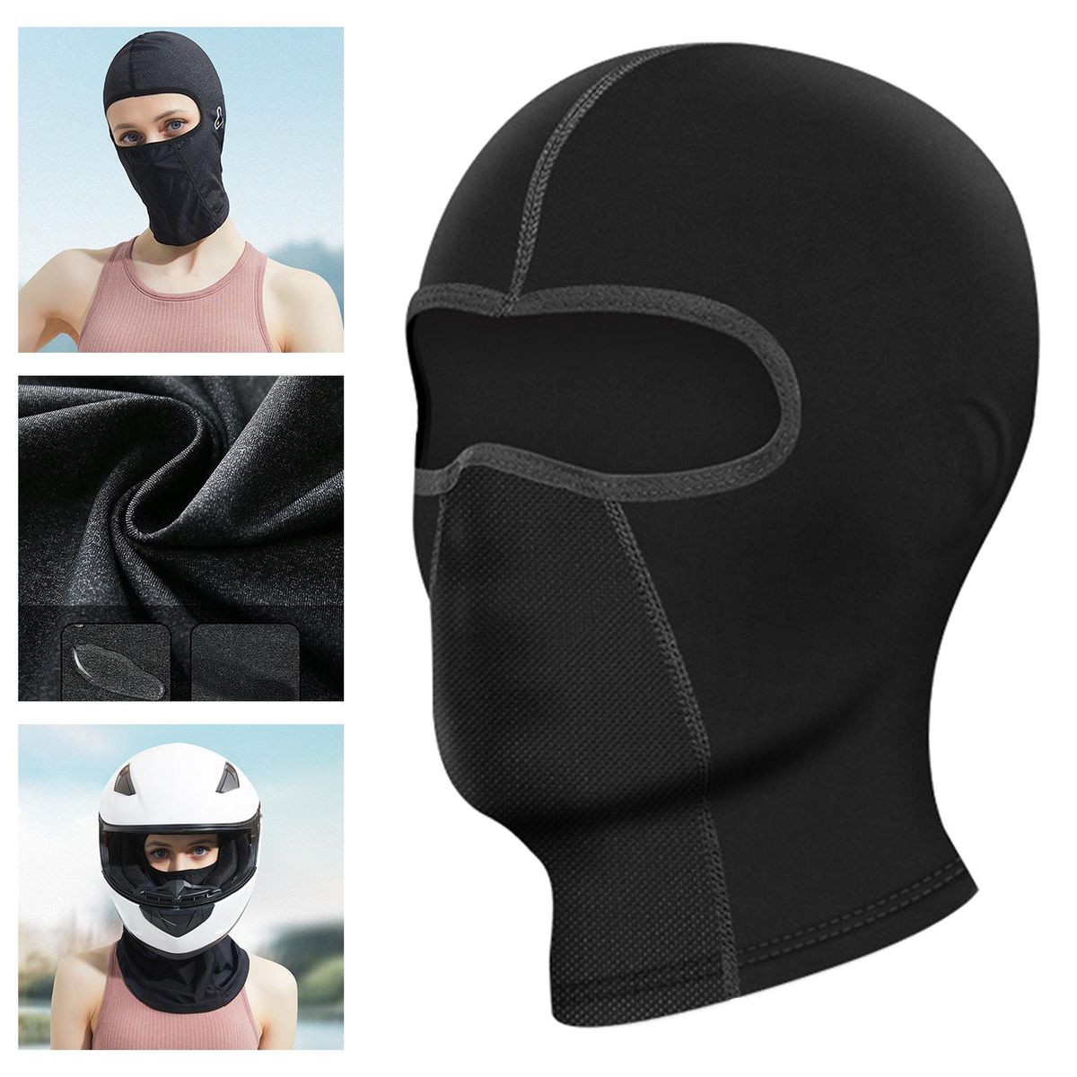 Dustproof Balaclava Mask Hot Weather Full Face Cover Black 11.8x6.7in