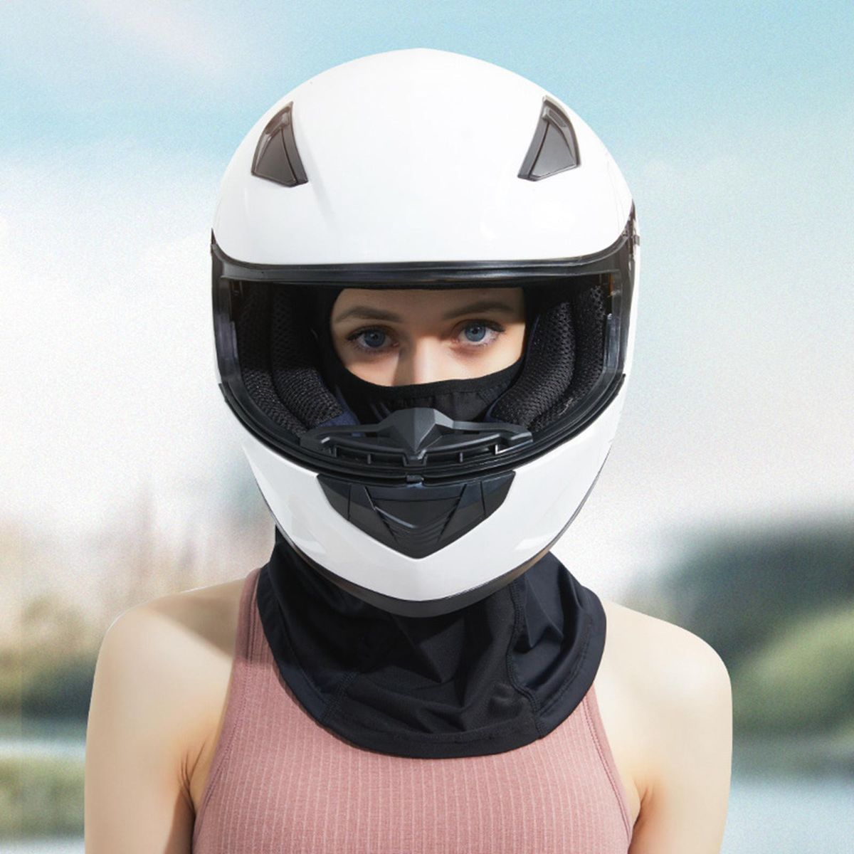 Dustproof Balaclava Mask Hot Weather Full Face Cover Black 11.8x6.7in
