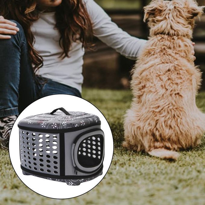 Foldable Pet Dog Cat Carrier Mesh Backpack Travel Bag Comfortable Gray