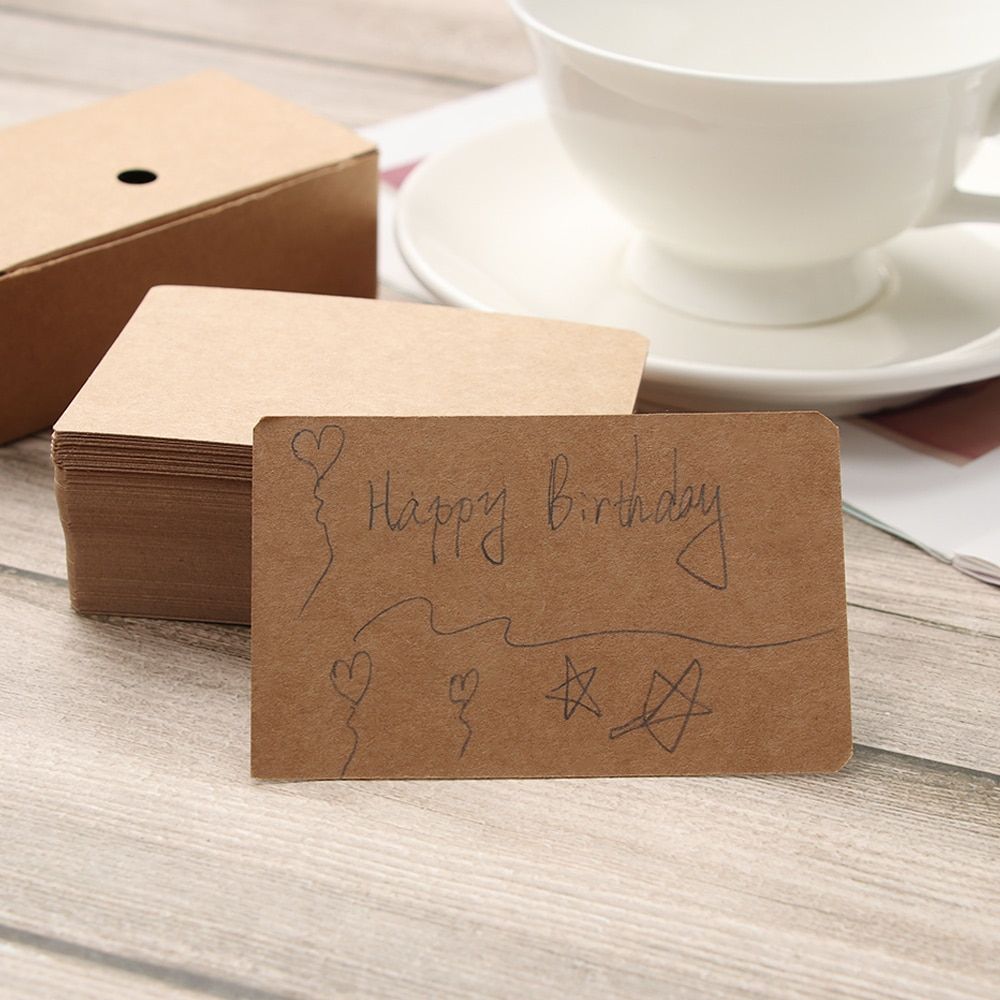 100PCS Blank Word Cards Boxed Message Note Kraft Paper