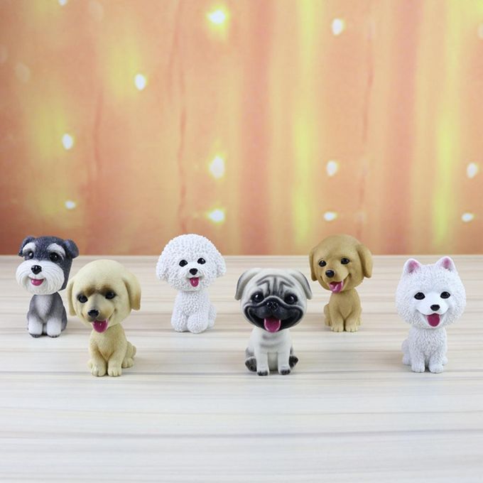 2pcs Bobble Head Schnauzer Dog Shaking Heads Puppy Toy For Car