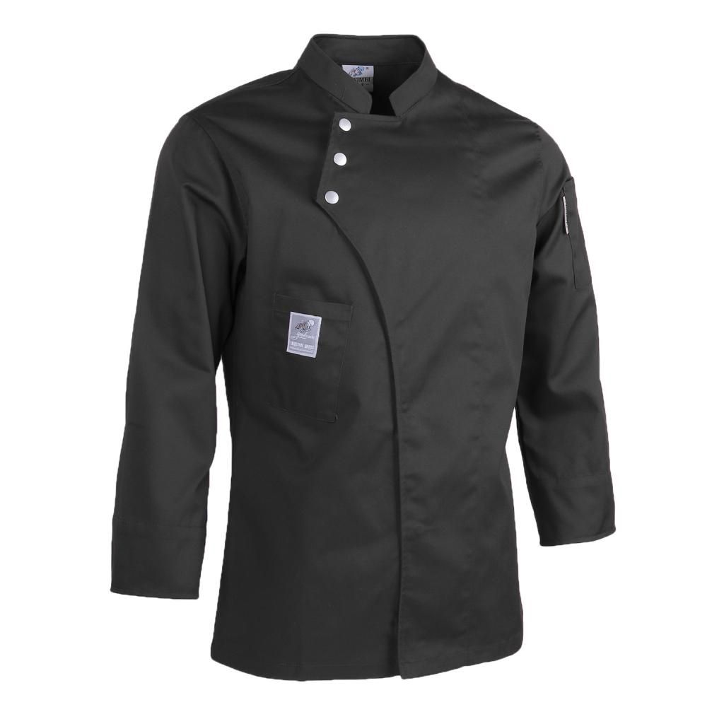 Women Men Chef Jacket Coat Shirt Waiter Waitress Uniforms Black XXL