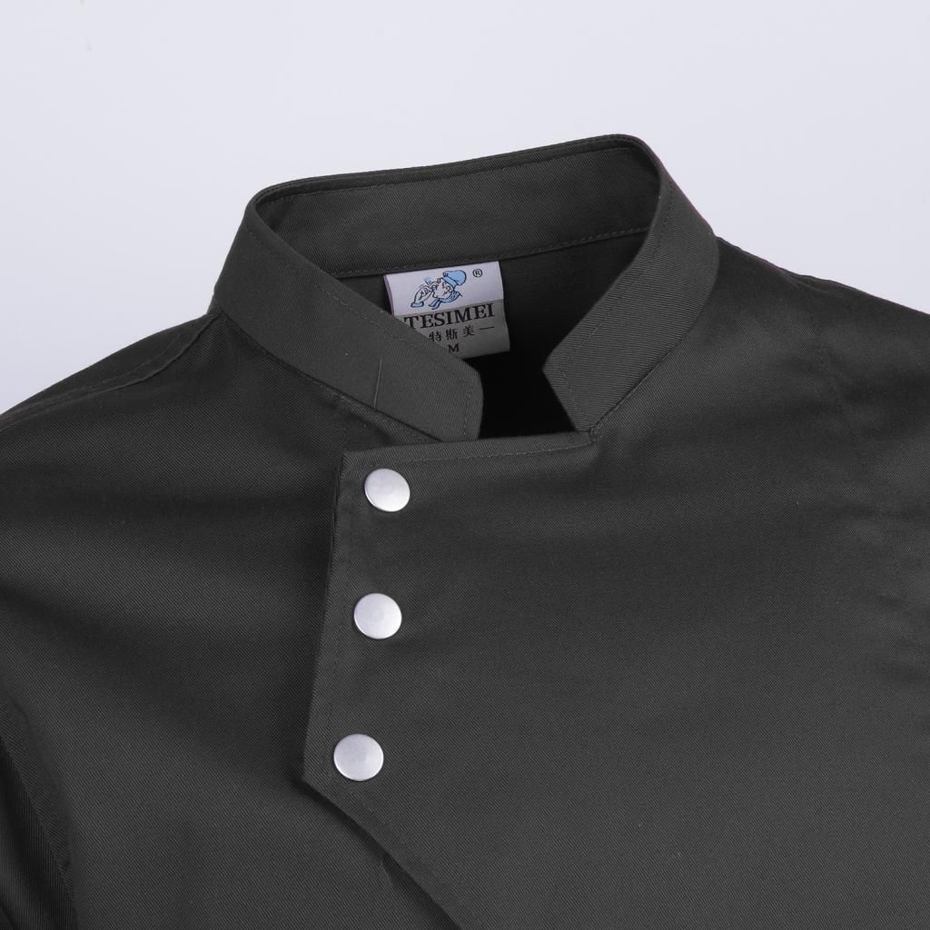 Women Men Chef Jacket Coat Shirt Waiter Waitress Uniforms Black XXL