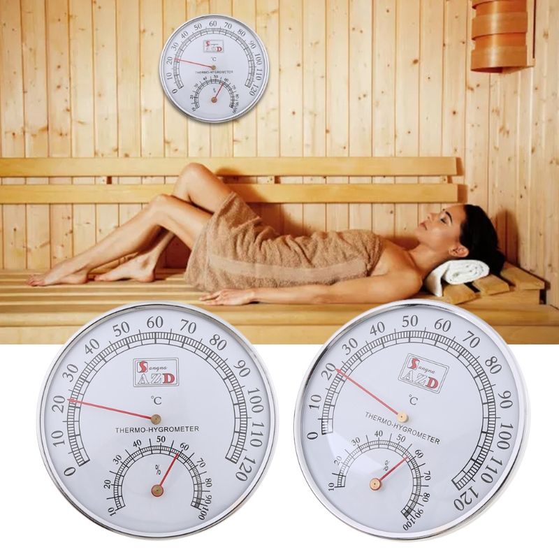 Sauna Thermometer Metal Case Steam Sauna Room Thermometer Hygrometer Bath And Sauna Indoor Outdoor Used Dropship