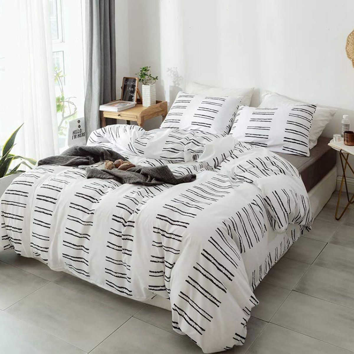 3-Piece Duvet Cover Pillowcase Set, Soft and Breathable