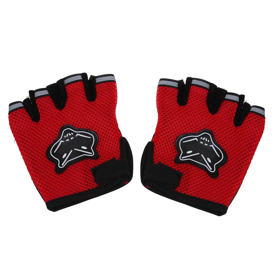 Pair Men's Motorcycle Motorbike Racing Bike Fingerless Gloves Red