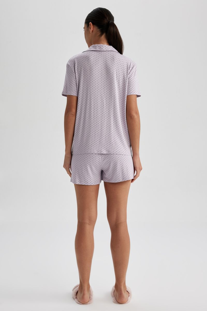 2 Piece Woman Casual Regular Fit Short Sleeve Homewear Knitted Sets - Purple