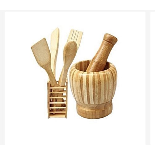 Morta And Pestle With Wooden Spatula Set