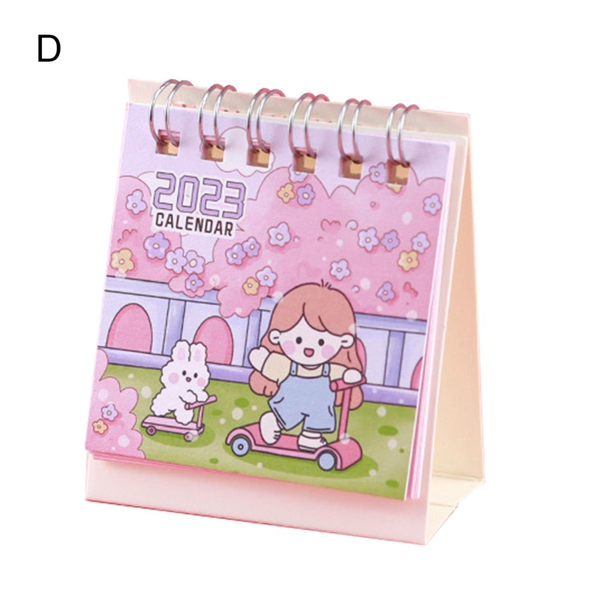 Mini Calendar 2022 to 2023 Cute Cartoon Girl Pattern Mini Desk Calendar D