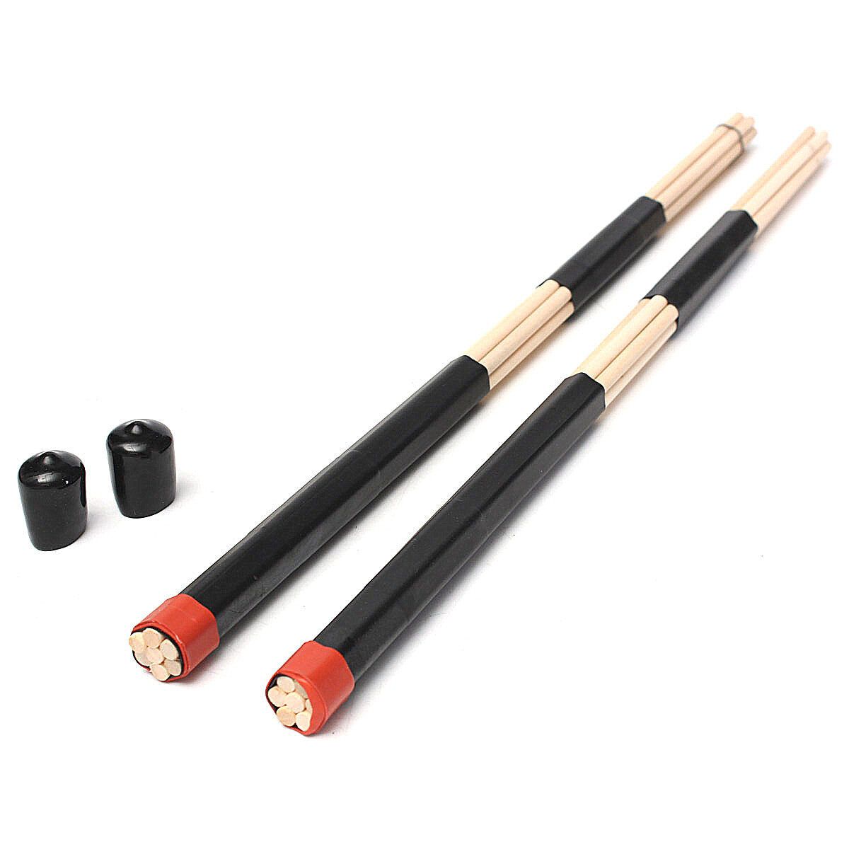 1 Pair Black Wooden Drumsticks Rods Professional Drum Sticks Rubber Handle NEW