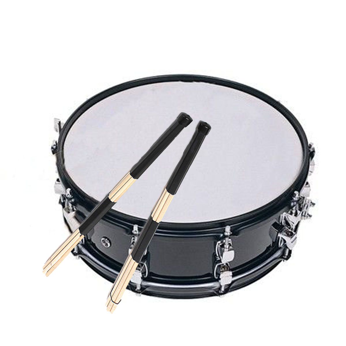 1 Pair Black Wooden Drumsticks Rods Professional Drum Sticks Rubber Handle NEW