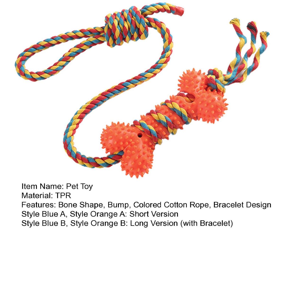 Dog Toy Bone Shaped Pet Puppy Dog Teeth Grinding Toy Orange
