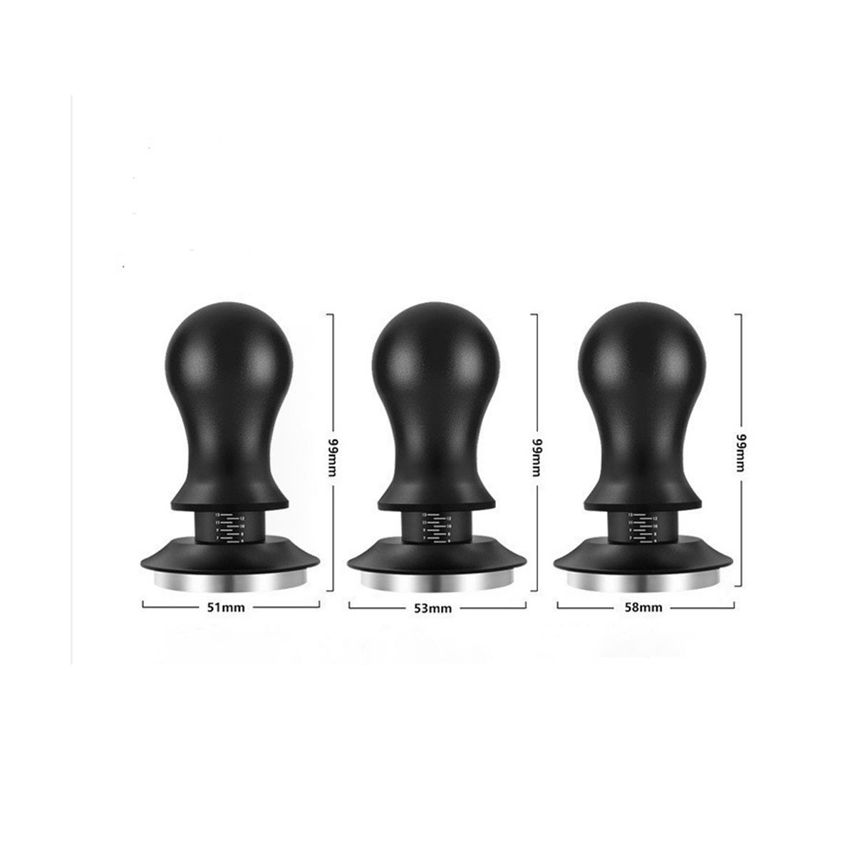 58mm Espresso Tamper Coffee Tamper with Powder Press Needle Stainless Steel Tampers with Scale Coffee Distributor