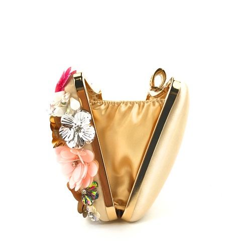 Floral Bridal Purse - Gold