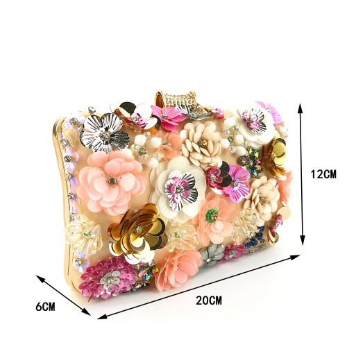 Floral Bridal Purse - Gold