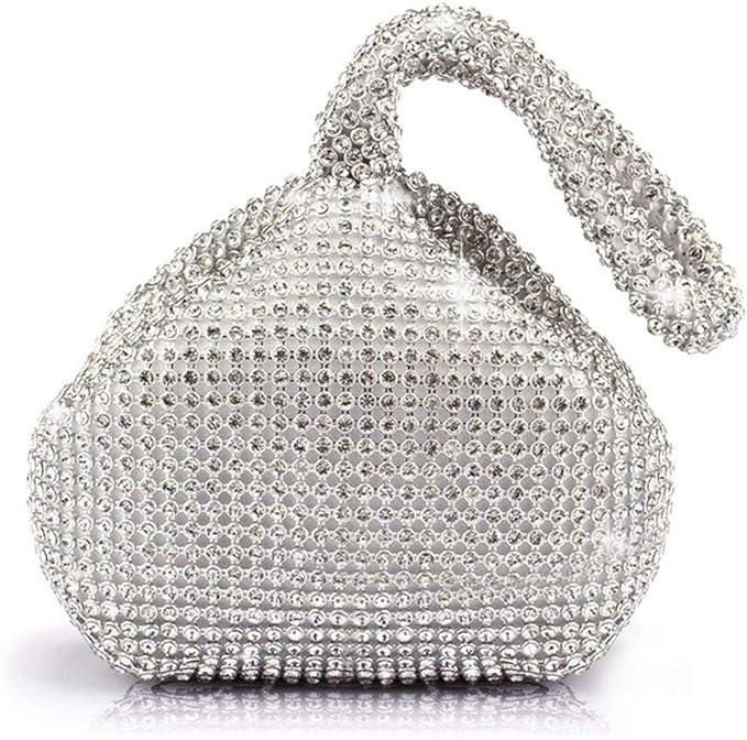 Silver Women Evening Bag Women's Clutch Purse Bag Triangle Full Rhinestones Bags for Party Cocktail Wedding