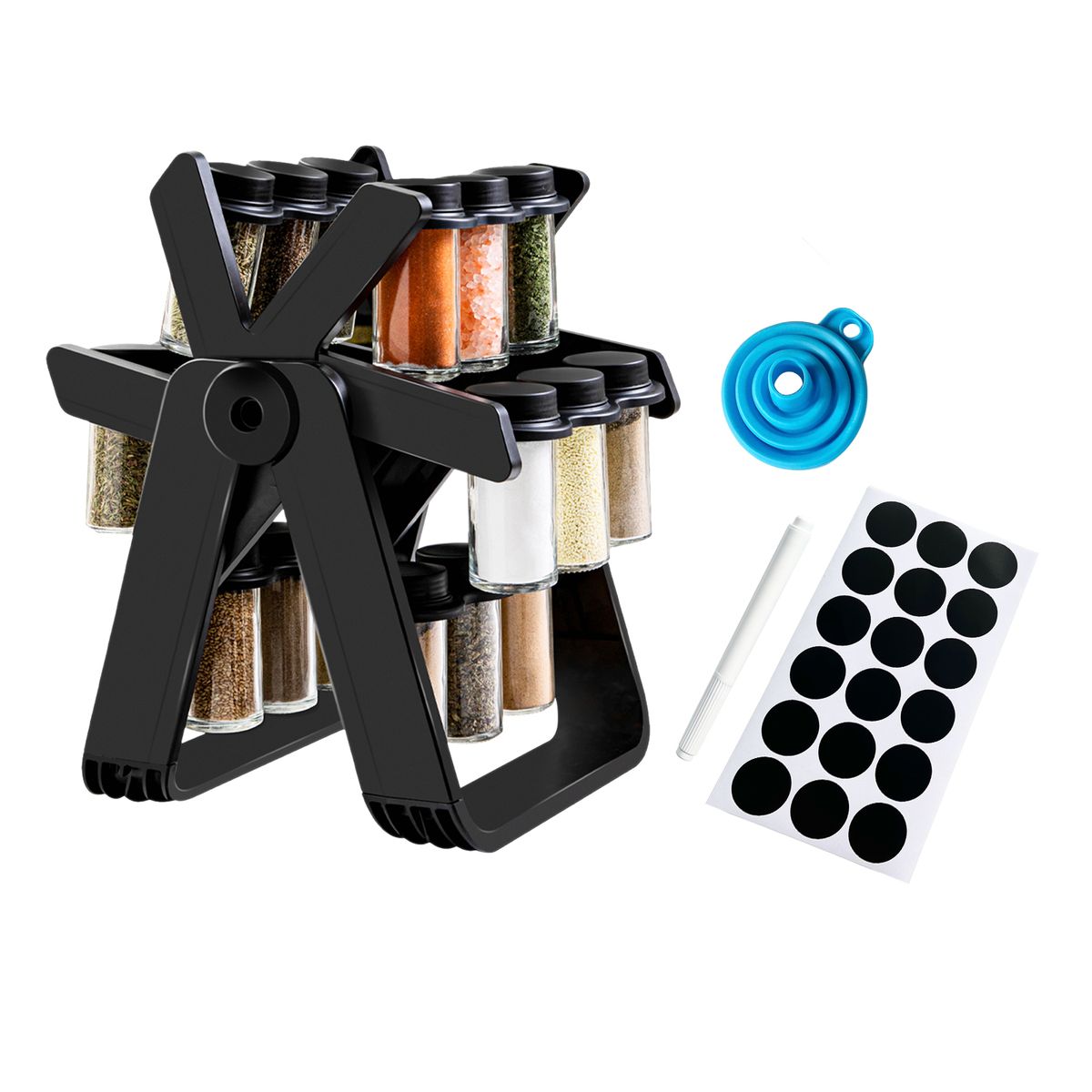 18PCS Jar Spice Rack 360°Rotating Ferris Wheel Spice Rack