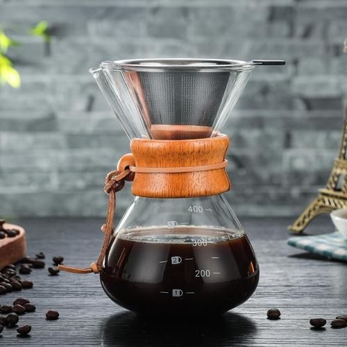 Resistant Glass Borosilicate Glass POT Coffee Maker Coffee Pot Espresso Coffe Machine With Stainless Steel Filter Pot