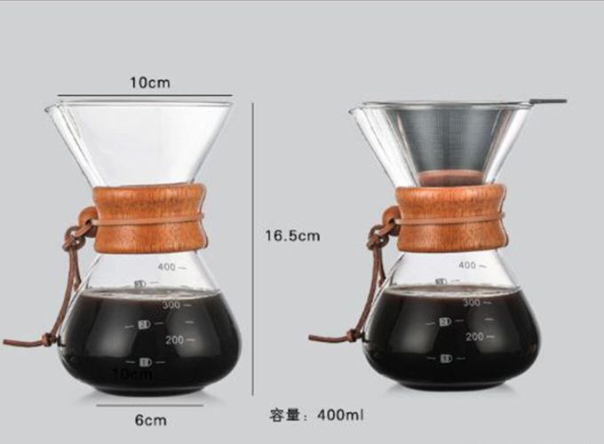 Resistant Glass Borosilicate Glass POT Coffee Maker Coffee Pot Espresso Coffe Machine With Stainless Steel Filter Pot