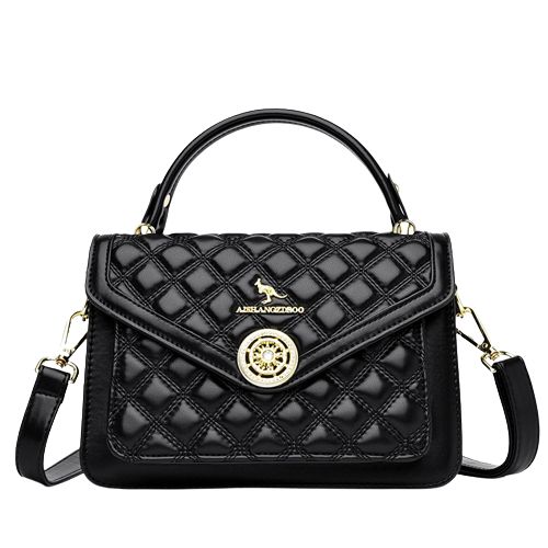 Black Leather 4 Compartment  Ladies/ Women Hand Bag