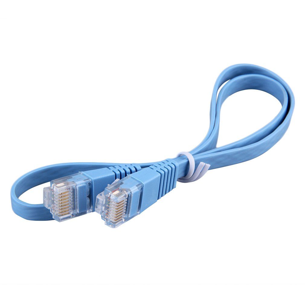 1pcs RJ45 CAT6 8P8C Flat Ethernet Patch Network Lan Cable 0.5m Cable Blue